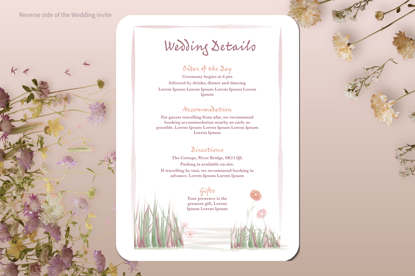 Garden Romance Wedding Invitation Card with Envelope - Pack of 10