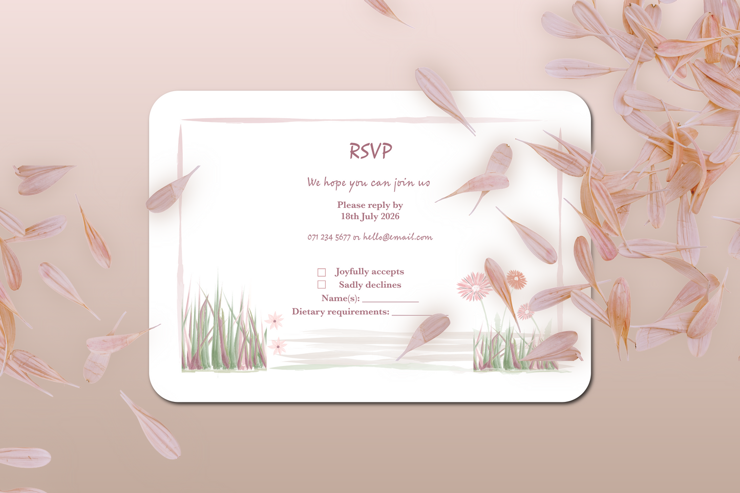 Garden Romance RSVP Insert - Pack of 10