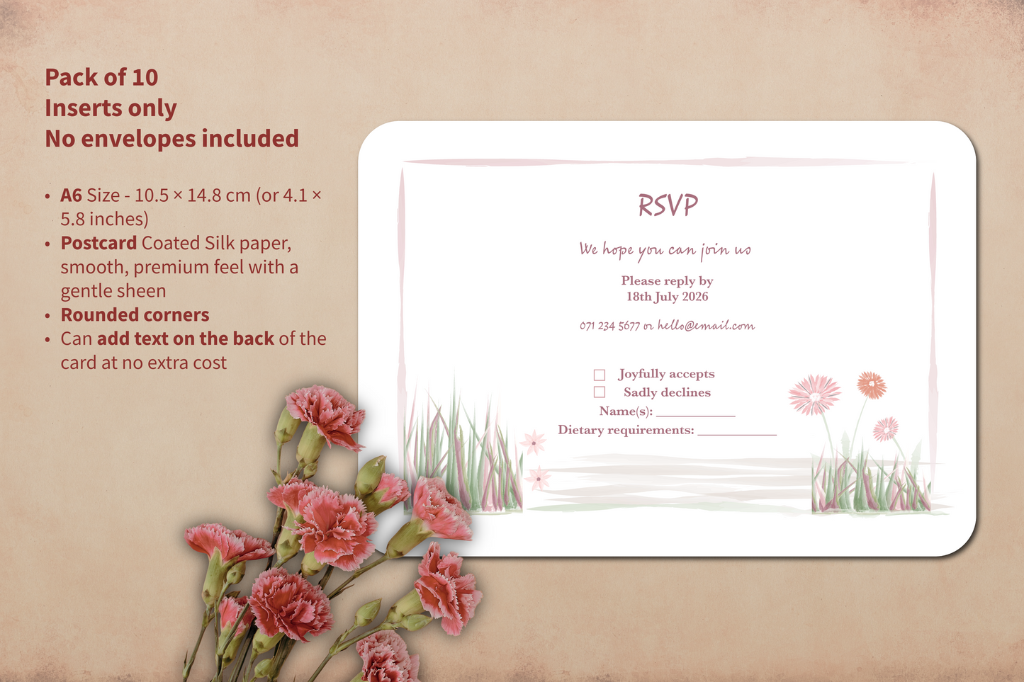 Garden Romance RSVP Insert - Pack of 10